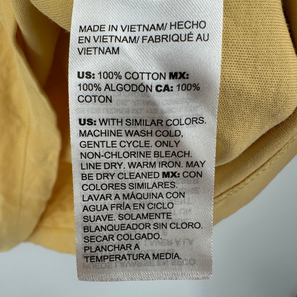 Chicos Yellow Cotton Ruffle Bell Sleeve Scoop Neck Top Size 2 Large Solid Knit - Picture 5 of 9